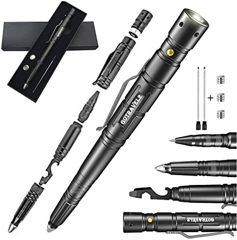 Tactical Pen for Self-Defense & LED Flashlight | Everyday Carry Survival Gear for Police, Military, First Responders | Penlight for Doctors & Nurses | Feel Safe with this Tool in Your Pocket (Black)