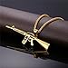 Men Personalized Punk Necklace Jewelry Stainless Steel 18K Gold Plated Rock Army Style Cool AK47 / M9/ M16 / Uzi Rifle Shape Pendant, Chain 22