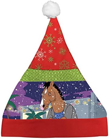 DuaBe BoJack Horseman Christmas Hap Headwear Red Santa Cap X-mas Headwrap Cool Decor