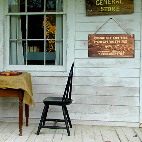 Agantree art Come Sit on The Porch with Me Porch Sign 12 x 6 Inch Hanging Rustic Farmhouse Plank Wood Decorative Wall Art Porch Sign Plaque - Thumbnail 2