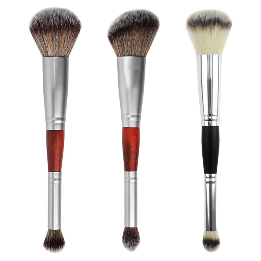 FRCOLOR Double Ended Complexion Brush, 3pcs Blending Liquid Foundation Brush Face Concealer Powder Makeup Brush