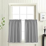 jinchan Tier Curtains Waffle Woven Half Window Curtain for Bathroom Waterproof Kitchen Window Treatment Set 72 by 24 Inch Grey One Pair