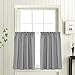 Waffle Woven Half Window Curtains for Bathroom Waterproof Kitchen Window Treatment Set (72-by-24 Inch, Grey, One Pair)