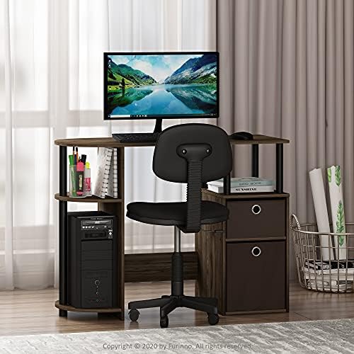 JAYA Simplistisch Computer-Schreibtisch mit Schubladen, Columbia Walnuss/Schwarz