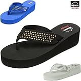 Alpine Swiss Women's Flip Flops Wedge Sandals Platform Heel Thongs Beach Shoes