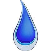 Yao Yuan Hand-Blown Glass Sculpture Glass Decor Murano-Style Glass Statue and Figurine Wonderful Gift, Blue Hollow