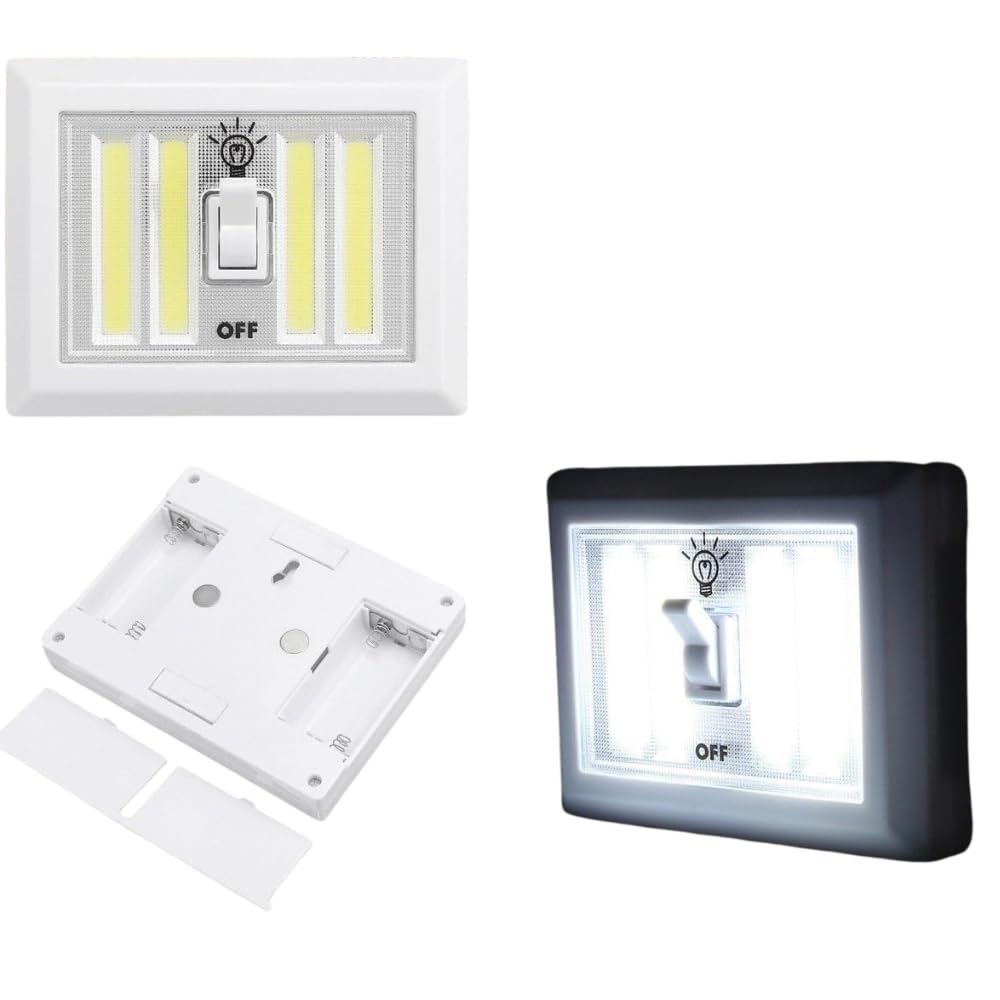 Garden mile Dual COB LED Battery Lights for Cupboards Cordless Night Light with Switch Battery Operated Super Bright Portable Cupboard Battery Lights for Shed Baby Nursery Bedrooms Kitchen Garage