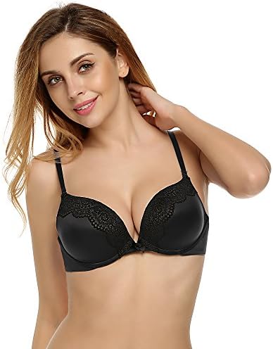 Wixen Women's Lightly Lined Underwire Padded Plus Size T Shirt Bra(Black,38DD)