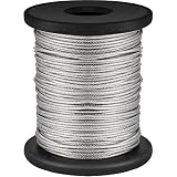 Chengu Photo Mirror Picture Frame Hanging Wire, Braided Stainless Steel Vinyl Coated Wire Spool, 1.5 mm x 98 Feet, Supports up to 110 Lbs