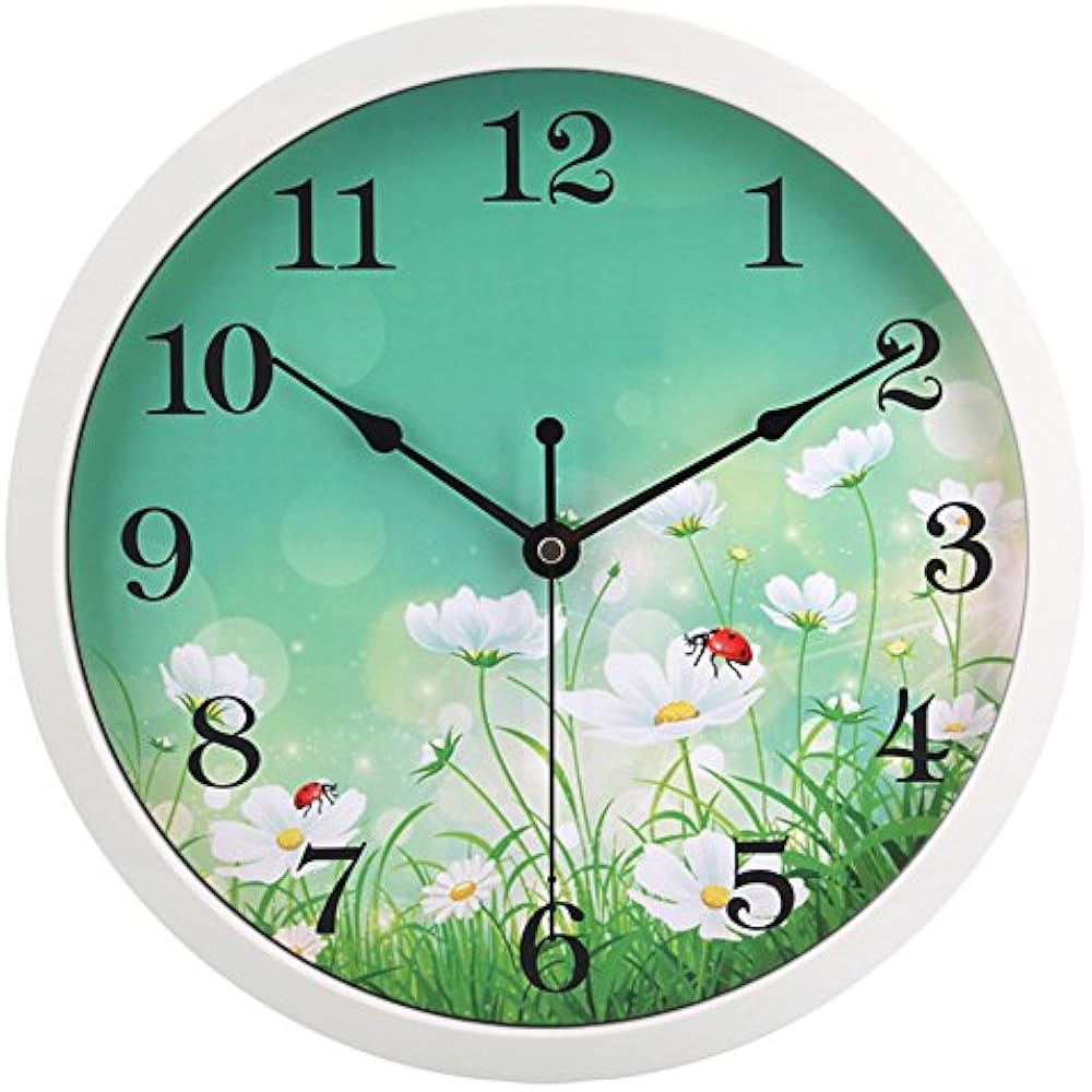 Modern Colorful Wall Clocks Floral Silent Nonticking Clock 10 Inches