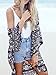 Choies Women's Chiffon Dark Blue Tribe Pattern 3/4 Sleeve Loose Kimono XL