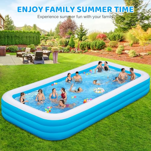 Extra Large Inflatable Pool for Adults, 180"x76"x22" Oversized Thickened Swimming Pool with Air Pump, Full Size Family Big Blow Up Pools for Backyard Garden Lawn Indoor Outdoor Summer Water Party