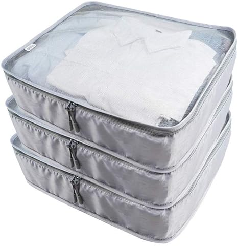 Amazon オーガナイザートートバッグ 3ピース旅行収納袋服オーガナイザー折りたたみ式ダスト収納袋スーツケース キャンプバッグ 寝具用衣類バッグ Color Gray サイズ L 収納ケース ボックス オンライン通販