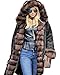 Roiii Ladies Quilted Casual Vintage Faux Fur Collar Warm Thick Womens Jacket Coat