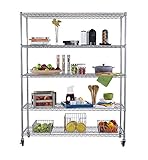 TRINITY TBFC-0904 5-Tier NSF Heavy Duty X-Large Wire Shelving Rack with Wheels, 60" x 24" x 72", Chrome