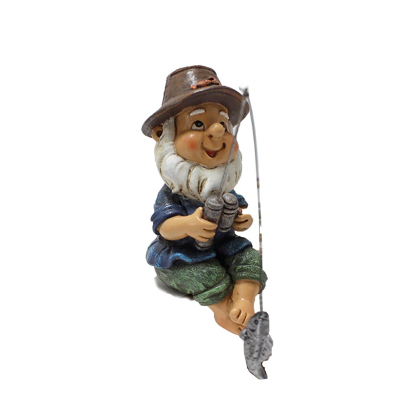Garden Statues Outdoor,Fishing gnome ,Fisherman ornament, Bright Colors Durable Resin Widely Used Fisherman Statue,Pond accessories for Garden ornaments outdoor Home Backyard Bookshelves Mantels TV