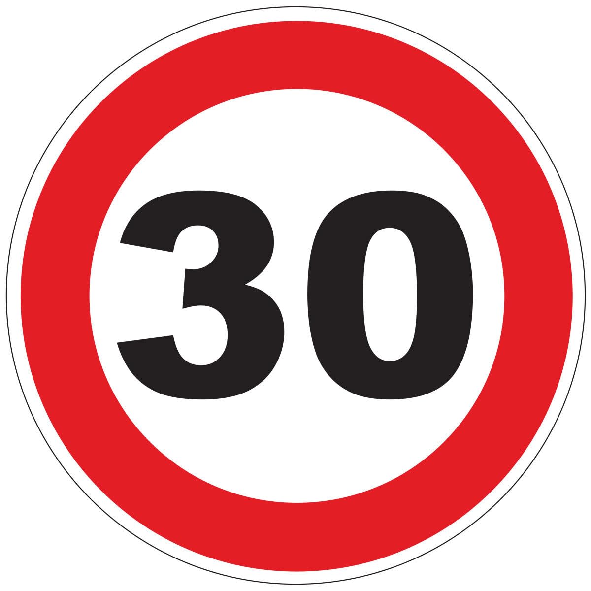 Red Circle Speed Limitation Sticker - Tractor Truck Speed Limitation Disc - 30 km/h - 20 cm Diameter