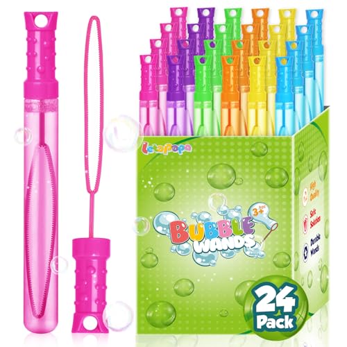 24 Pcs Bubble Wands Bulk in 6 Colors, Summer Toys Party Favors