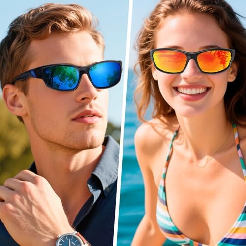 4 Piezas Gafas de Sol Hombre Polarizadas, Gafas de Sol Hombre, Protección UV400 para Correr Conducir Pescar Ciclismo
