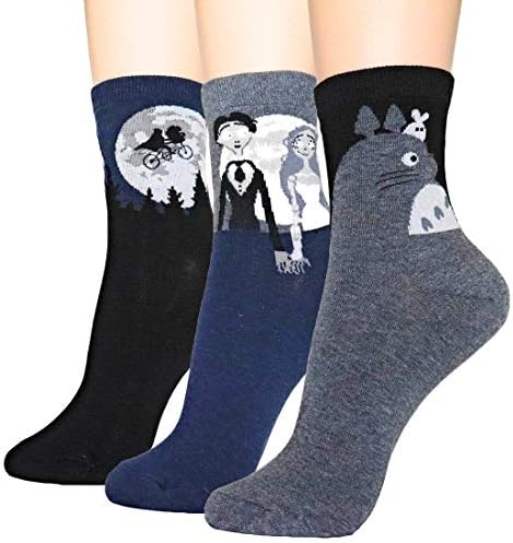 DearMy Womens Famous Cartoon Japanese Animation Print Casual Cotton Blend Crew Socks | Art Patterned| Fancy Design Crew Socks