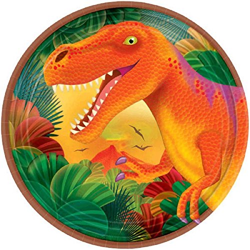Prehistoric Dinosaurs Metallic Round Plates, 7