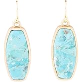 Barse Jewelry Odyssey Long Blue Turquoise and Golden Statement Earrings