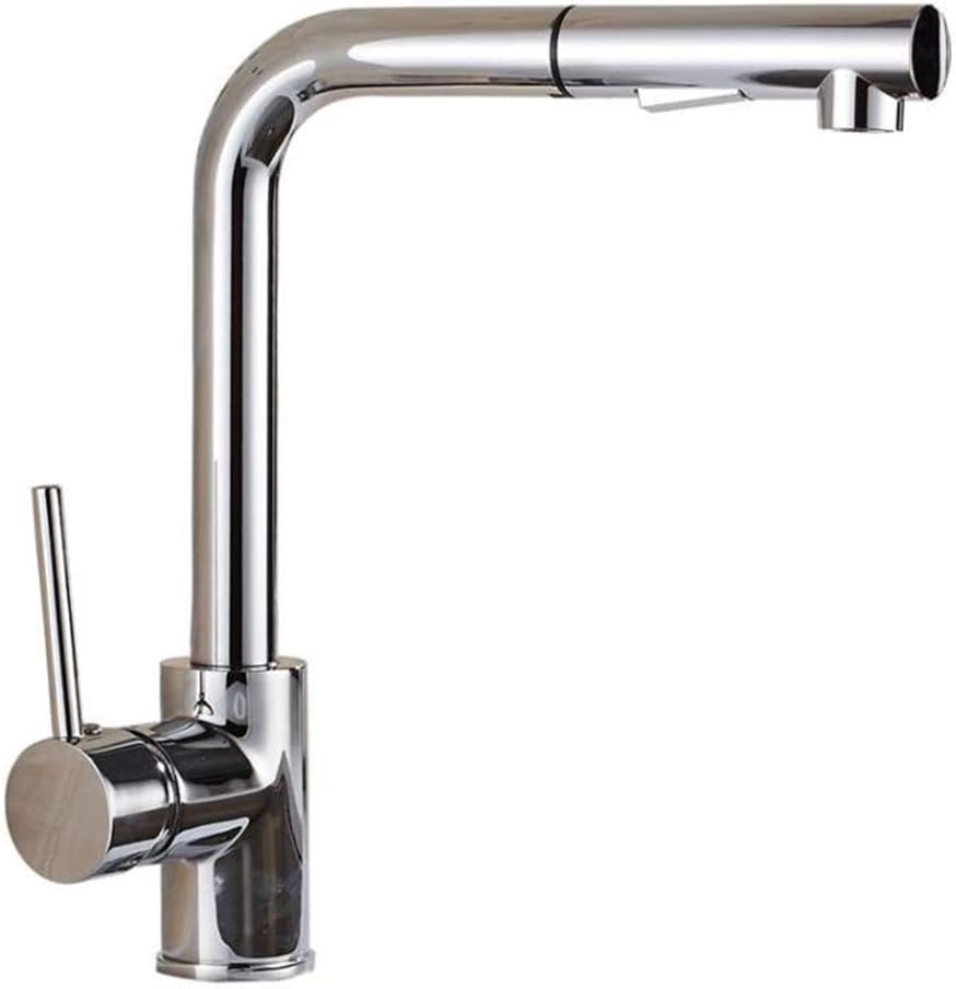JRUIA Chrome Pull Out Kitchen Sink Mixer Tap Single Lever Faucet 360 Degree Swivel in Brass