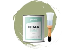 PECTRO Chalk Paint for Furniture 25 fl.Oz. (750ml) + Special Chalk Paint Brush - Furniture Paint no Sanding or Priming - Chalk Finish Wood Paint - DIY Projects Home Decor & Improvement (DRY GREEN)
