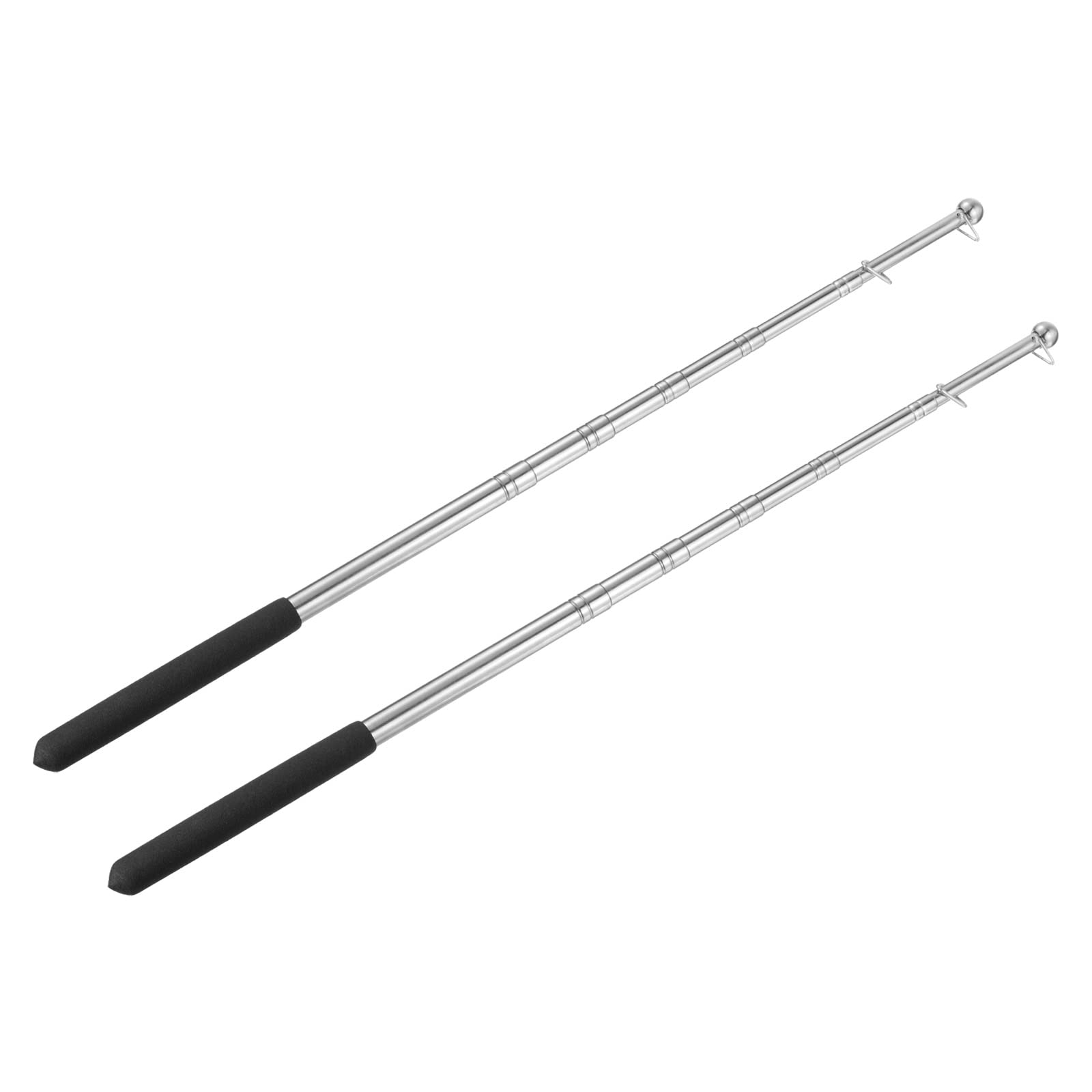 PATIKIL 4 Feet Telescopic Handheld Flagpoles, 2 Pack Stainless Steel Extendable Portable Guide Flag Pole for Tour Guides Teacher Pointer, Black