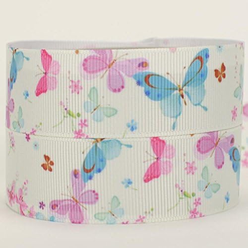 Best Quality - Ribbons - 50 Yards Lovely Butterfly Cartoon Printed Grosgrain Bows and Ribbon - by Olwen Shop