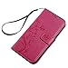 YOKIRIN LG K20 Plus Case, LG K20 V Case, LG K10 2017 Case, Wrist Strap Flip Kickstand PU Leather Wallet Cover Embossed Floral Butterfly with ID&Credit Card Holder 3D Elephant Dust Plug, Rose