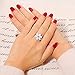CiNily Flower White Opal Ring,Rhodium Plated Pink Tourmaline Women Jewelry Gemstone Ring Size 6-12