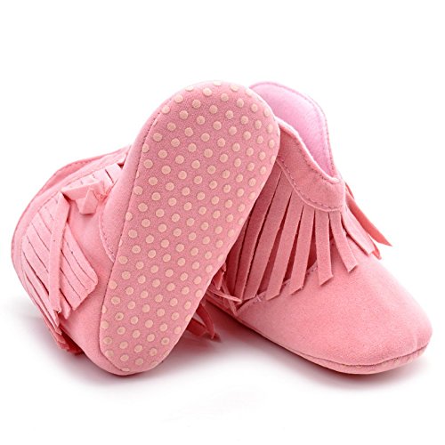 Estamico Baby Girls Cowboy Tassel Boots Pink US 4