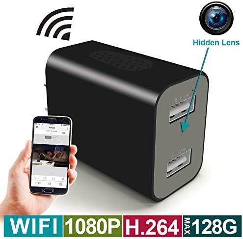 WIFI Hidden Camera - Spy Camera USB Wall Charger - HD 1080P, H.264 Video Recorder App Remote View, Motion Detection, Alarm Message, Charging Phones - Nanny Cam(Support MAX 128G SD card)