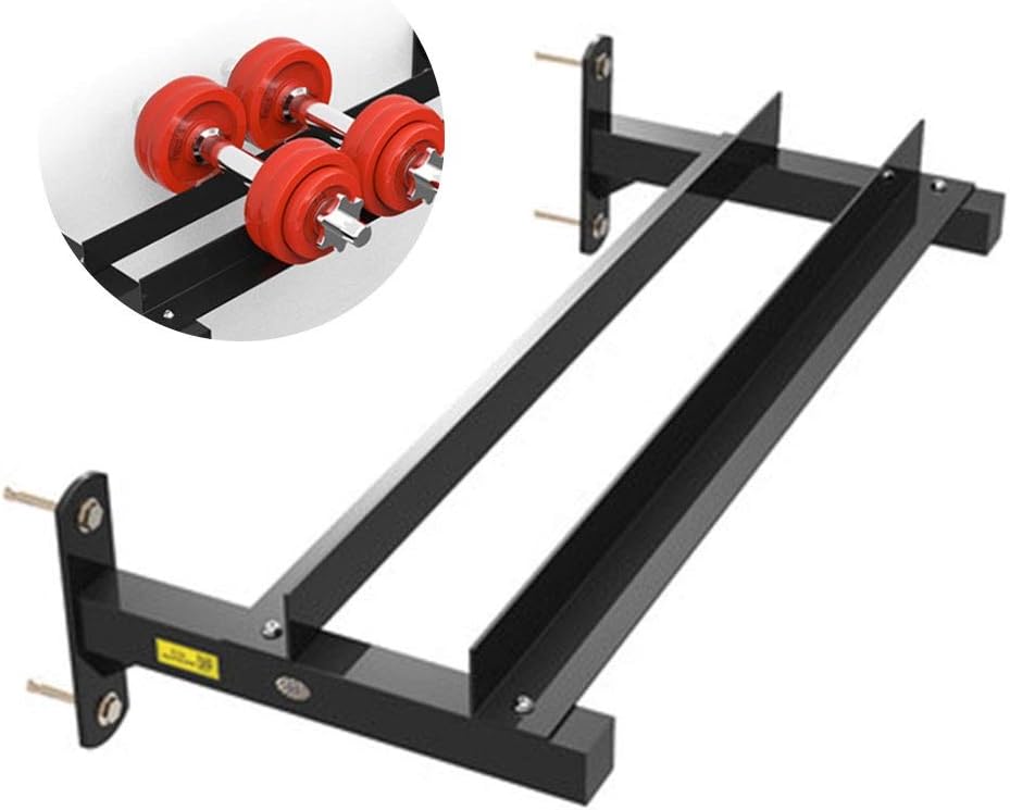 Shelf Wall-Mounted Dumbbell Rack Fitness Equipment Storage Rack Can Be Hung On The Wall Single-Double Layer Display Fitness Rack Storage to Save Space (Color : Black, Size : Single Layer)