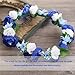 AWAYTR Flower Crown Headband for Women - Mori Girl Bride Headdress Seaside Holiday Garlands(Dark blue&Royal blue&White)