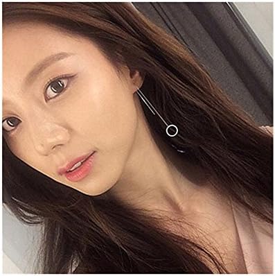 Silver Open Geometry Threader Drop Earrings
