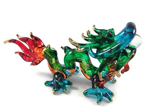 TINY CRYSTAL Dragon HAND BLOWN CLEAR GLASS ART Dragon FIGURINE ANIMALS COLLECTION GLASS BLOWN
