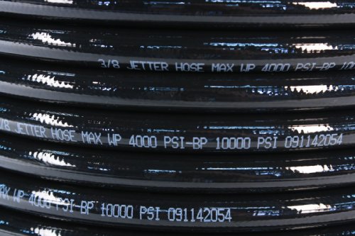 Schieffer 4000 PSI 3/8" x 200' Thermoplastic Black Sewer Jetter Hose with MPT 3/8" Soild & Swivel Ends
