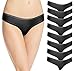 Women's Seamless Thong Panties 8-Pack Black Colors S