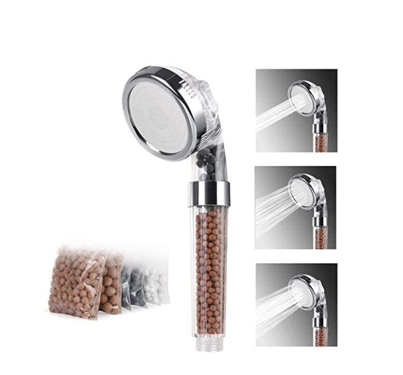 High Pressure Providing Shower Head Water Saving with Filtration Mineral Beads Removing Chlorine