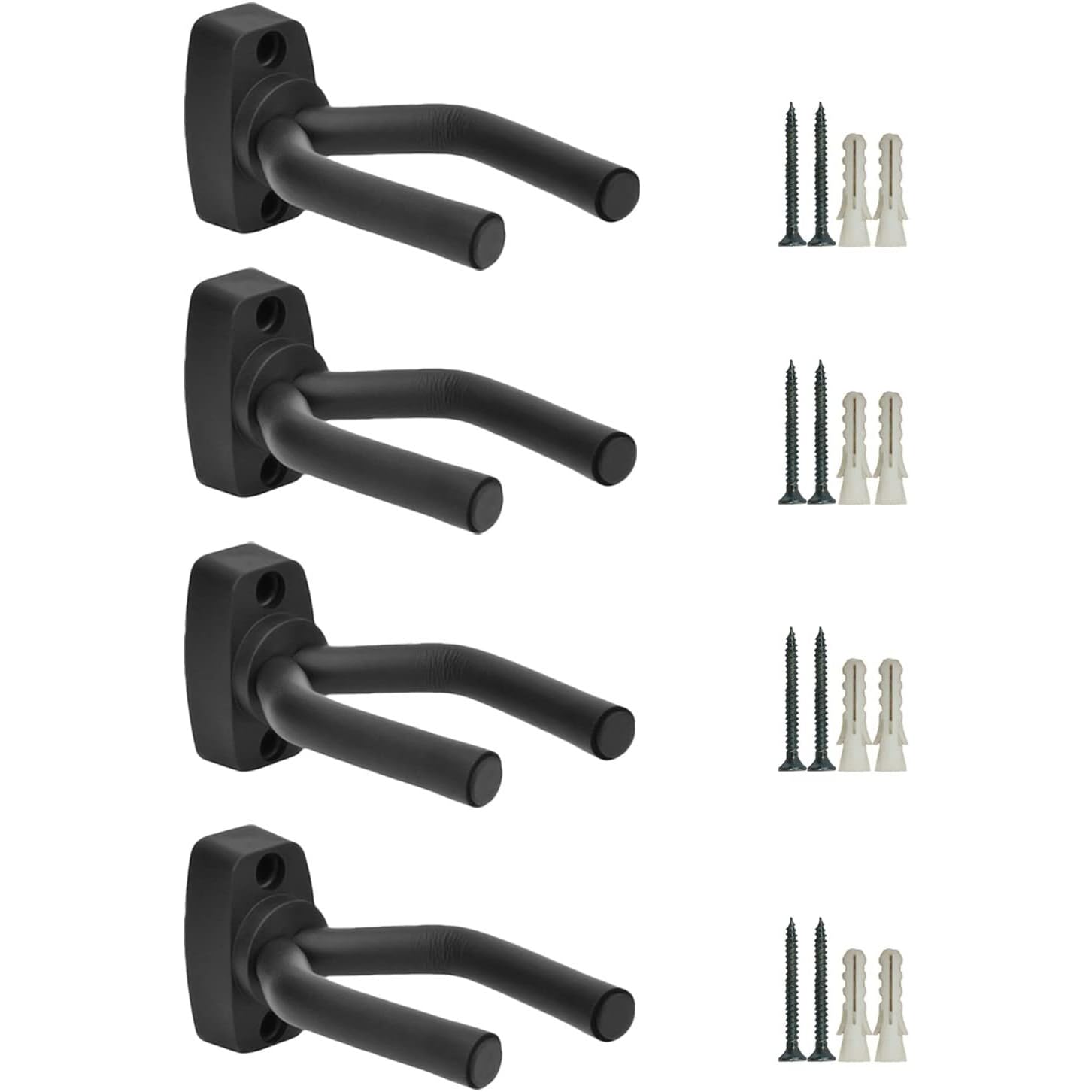 4 Pack Guitar Hanger Hook Holder Wall Mount Display Acoustic Guitar Stand Ukulele Bass Mandolin Banjo Wall Mounts Hangers Black with 10 pcs picks