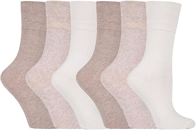 ITRAT Diabetic sock for Woman Non Elastic Wide Honey Comb Top Soft Cuff Ankle Wide Grip Odema Friendly Non Binding Circulatory For Swollen Feet legs Size 4-7 (Browns (6 Pairs)