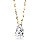 Gem Stone King 14K Yellow Gold Gemstone Birthstone Teardrop Pendant Necklace | Pear Shape 8X5MM | Gold Necklace For Women | With 18 Inch Gold Rope Chain