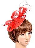 Womens Lady Cocktail Fascinator Hat for Wedding Accessory Red