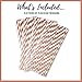 Just Artifacts 100pcs Premium Striped Paper Straws (Striped, Metallic Rose Gold)