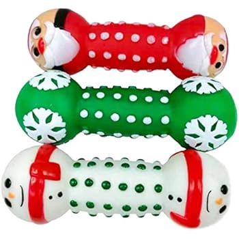 Dog Accessories Rubber Supplies Santa 2020 Dog Toy Puppy New Years Toy Santa Vinyl Squeaky Chew Dental Dog Toy New Year 2020 Dog Dumbbells Toy