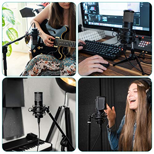 Navaris SM-01 Studio USB Kondensator Mikrofon - mit Popschutz Spinne Stativ - 25mm Kapsel - 20Hz-20kHz… – Bild 3