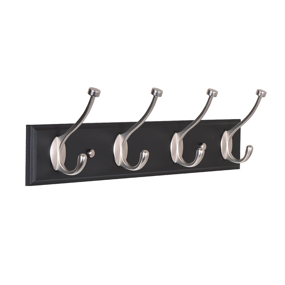 Ivilon Coat Rack Hook Rail Wall Mounted 4 Hooks Wide End Design