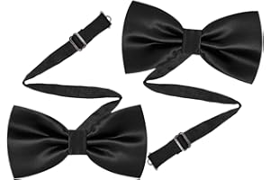 2 PCS Adjustable Men Bowtie Double Fold Pre Tied Bow Tie,Ladiz Solid Color Classic Double Fold Tuxedo Bow Tie for Men Tux to 